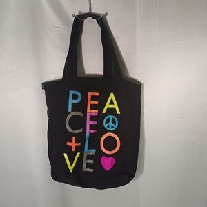 Black Peace Love Shoulder Bag By Leenie